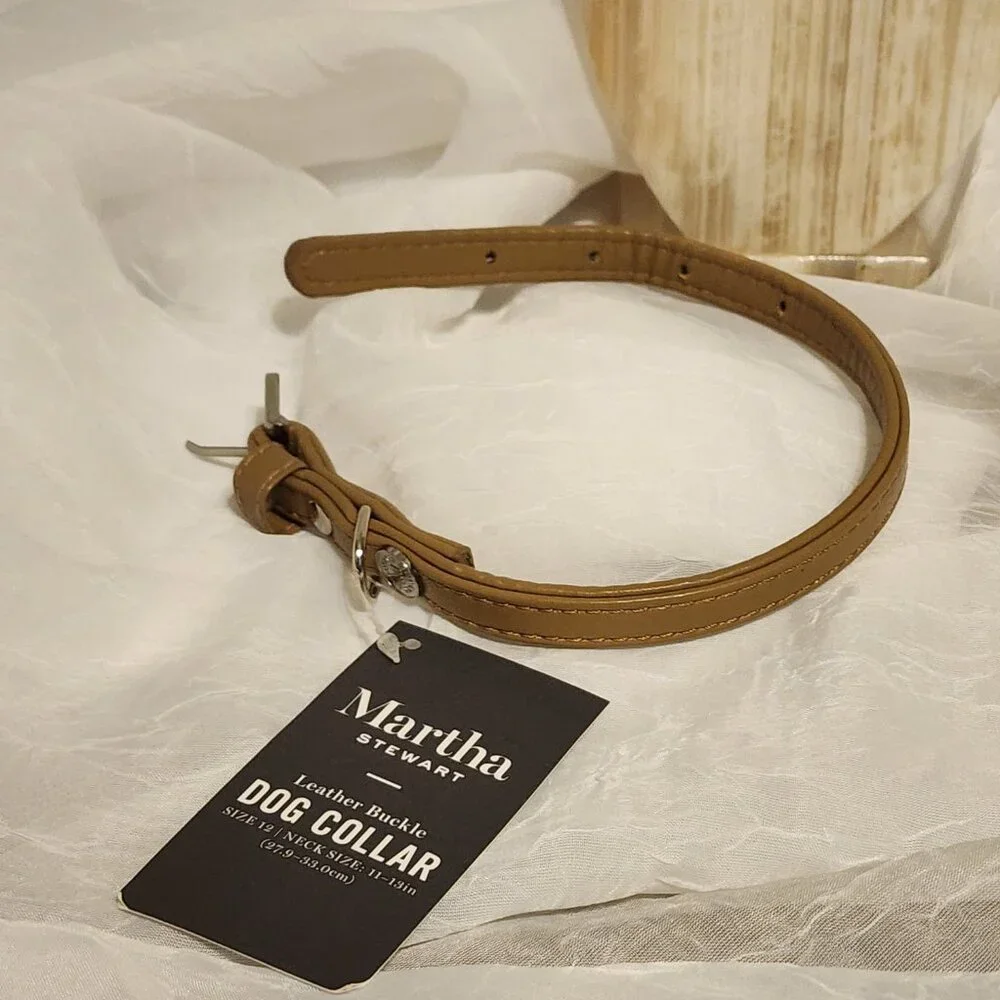 Leather Collar Dog / Cat - Size 12 - Martha Stewart
